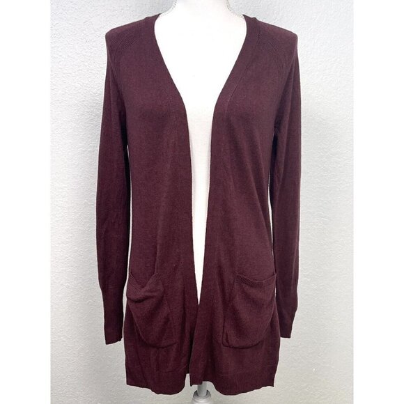MOSSIMO Womens SMALL Merlot Modal Blend L/S Open Front CARDIGAN Sweater EUC - Picture 1 of 7
